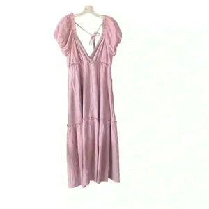 Bohme Summer BOHO long, flowy, dusty lavender dress,100%cotton, sz:Lg